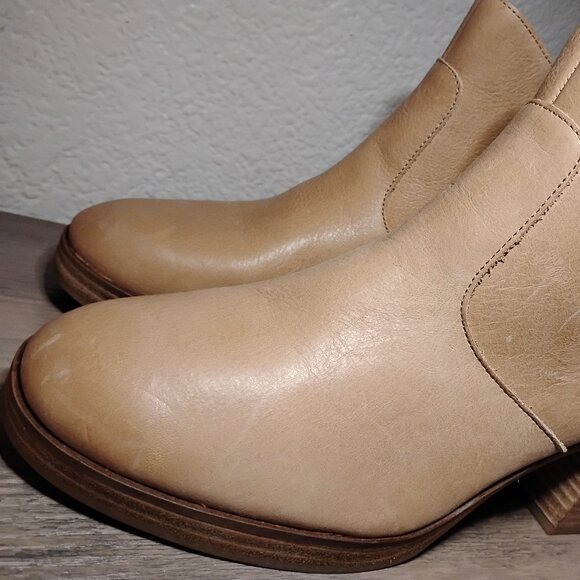 Lucky Brand Women Quimlee Brown Leather Zip Chunky Ankle Boots sz 12 - Picture 2 of 10